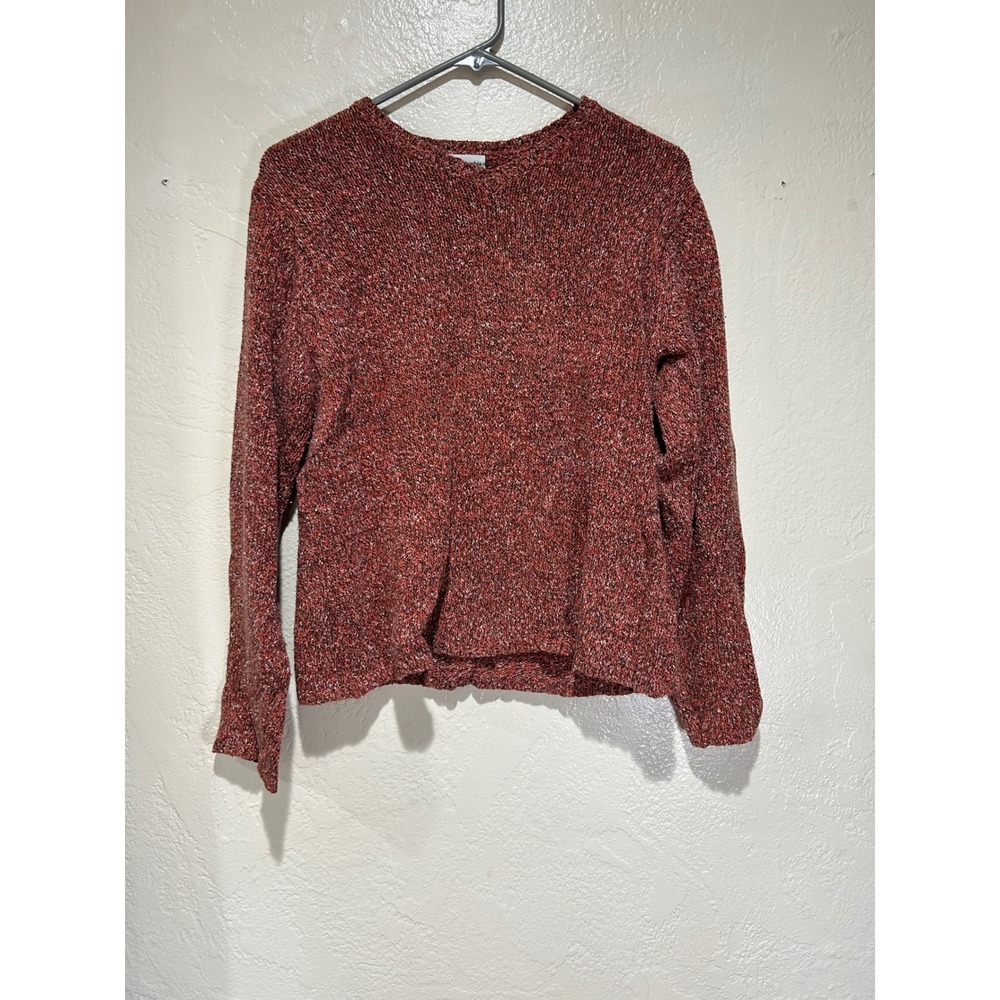 Columbia Sportswear Womens Crew Neck Sweater Marled Red Orange Cotton Blend‎ L